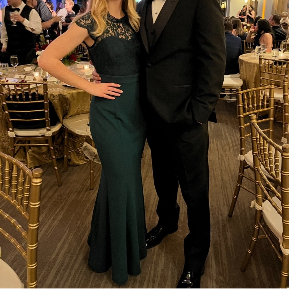 Lulu's Hunter Green Lace Maxi Dress